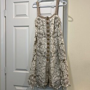 Catherine Malandrino women linen dresses- embroideried  dress- size 4- used